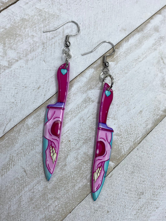 Pink Knife Earrings