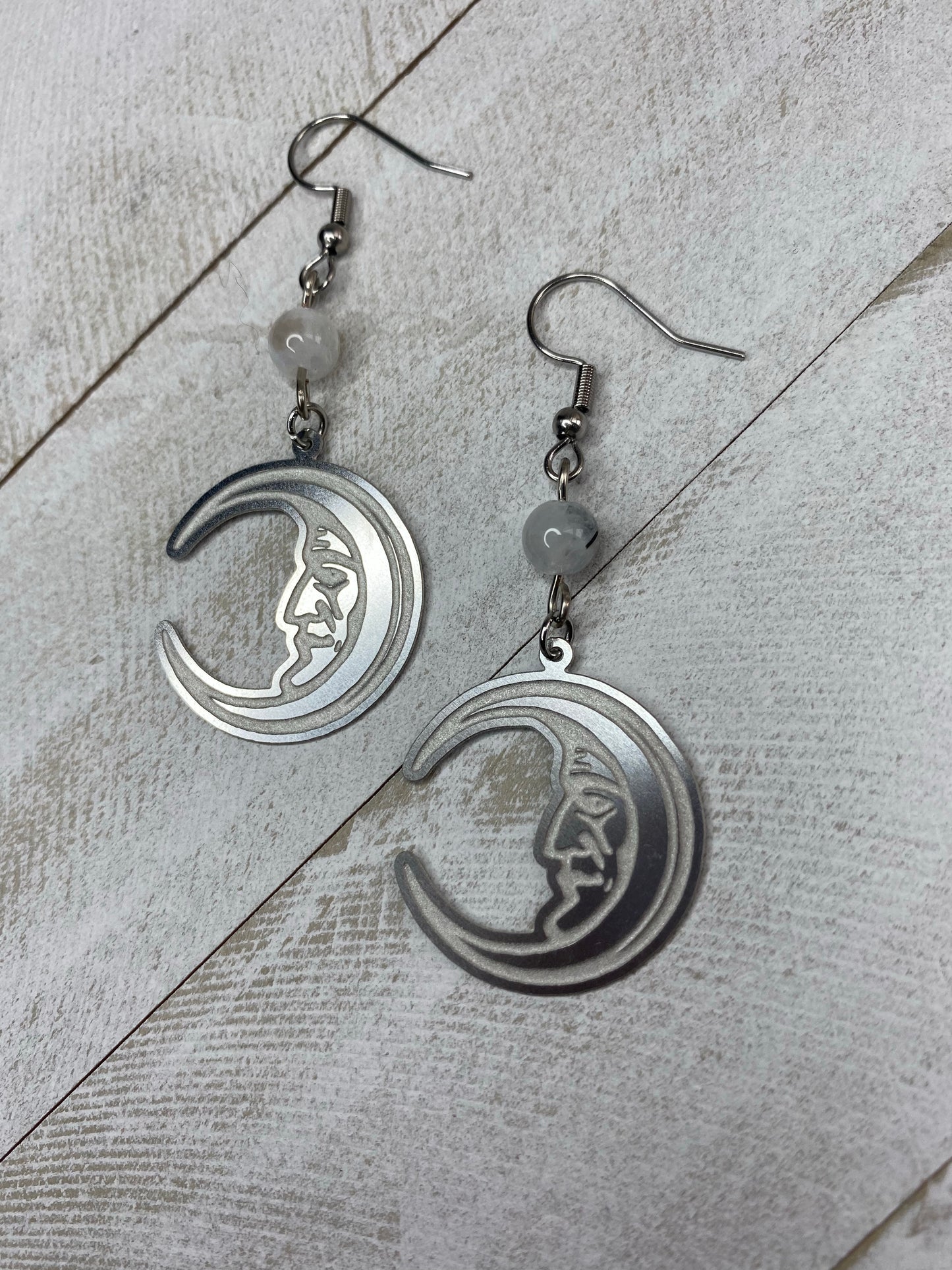 Crescent Moonstone Earrings