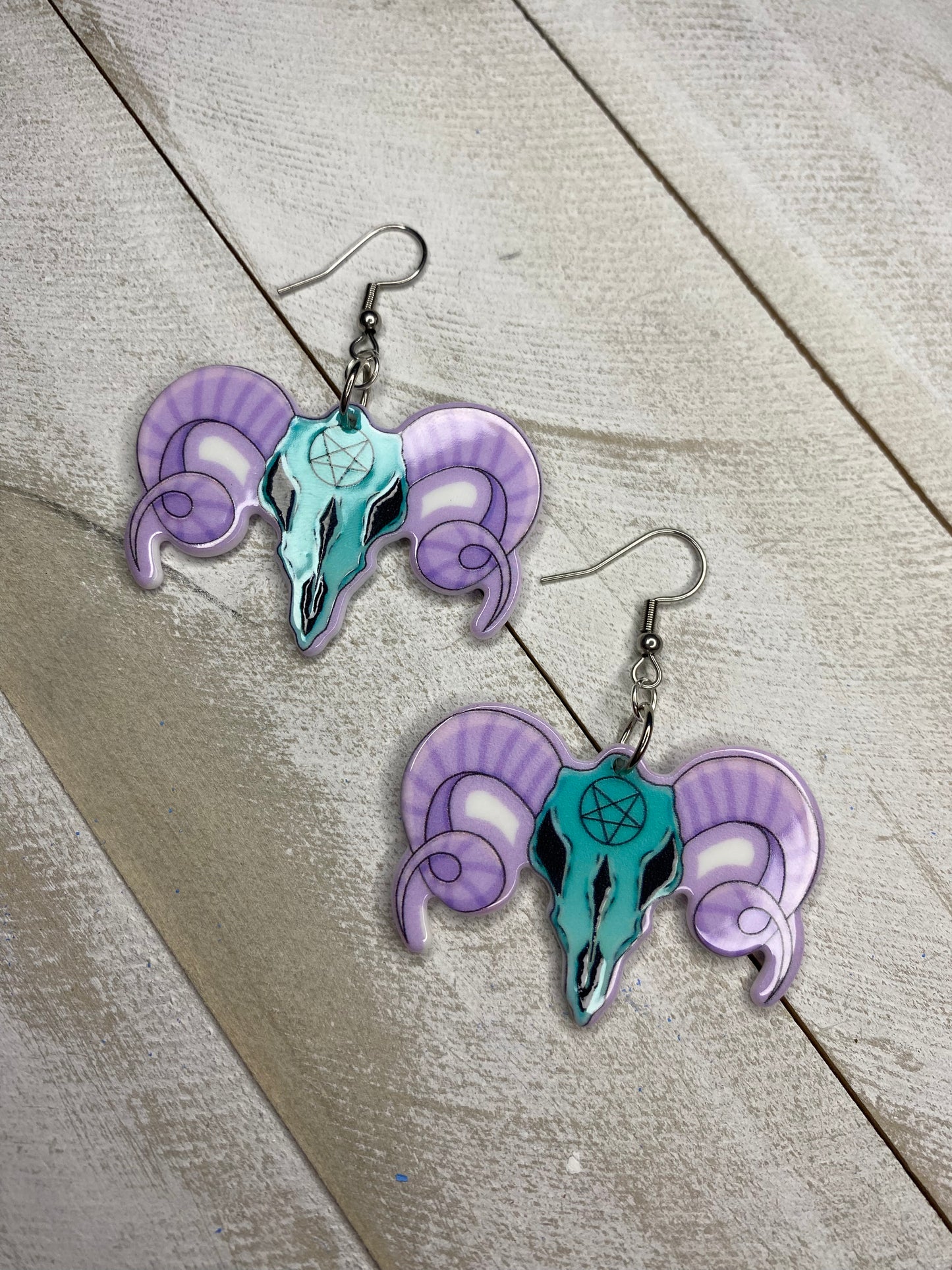 Pastel Ram Skull Earrings