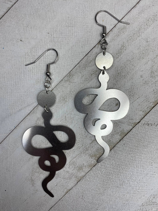 Silver Snake Earrings