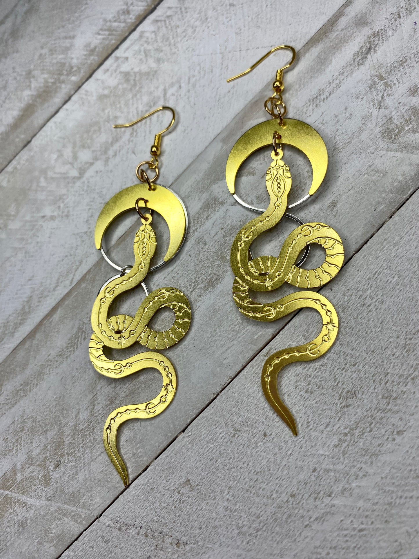 Golden Snake Goddess Earrings