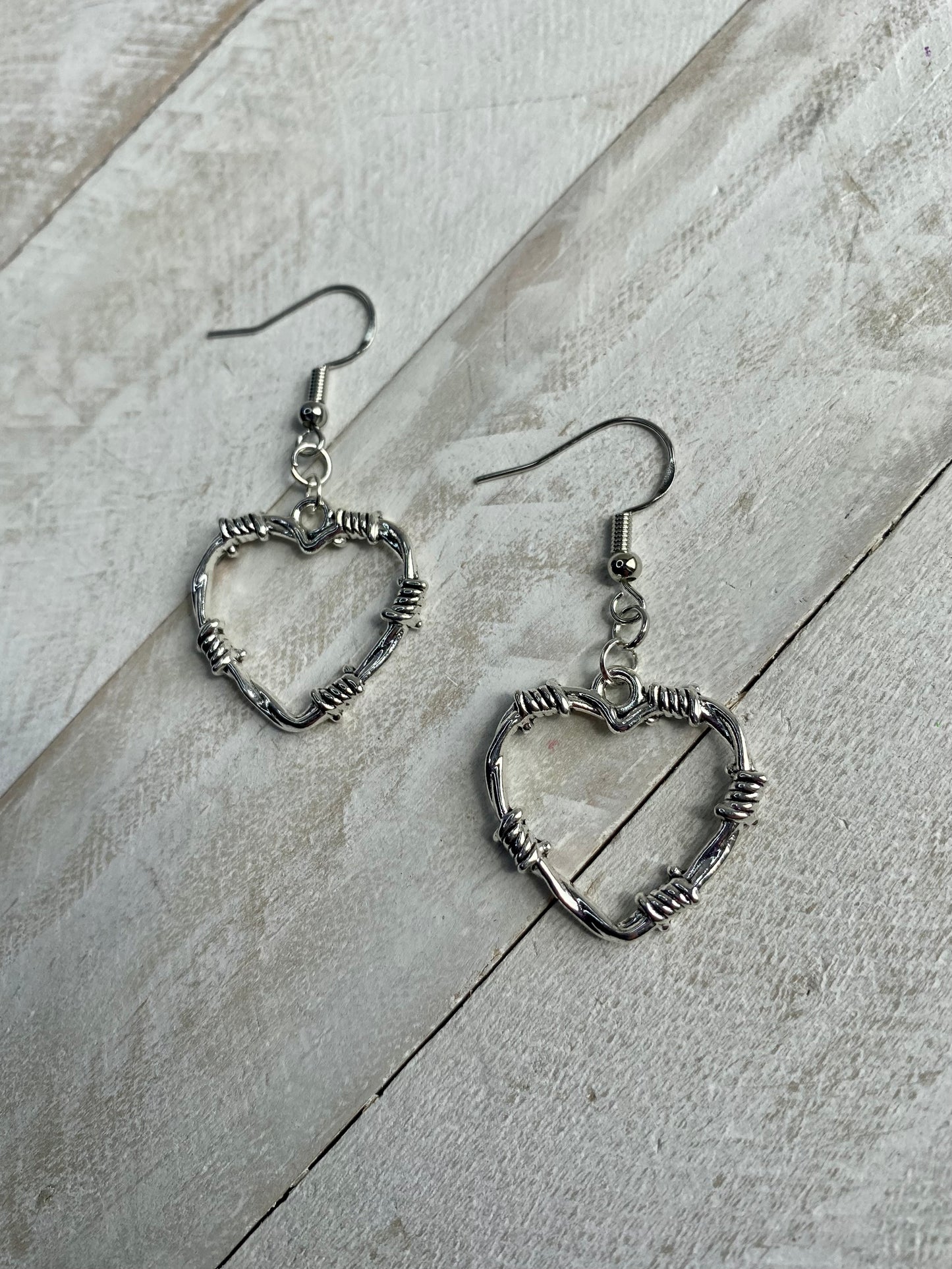 Barbed Wire Heart Earrings