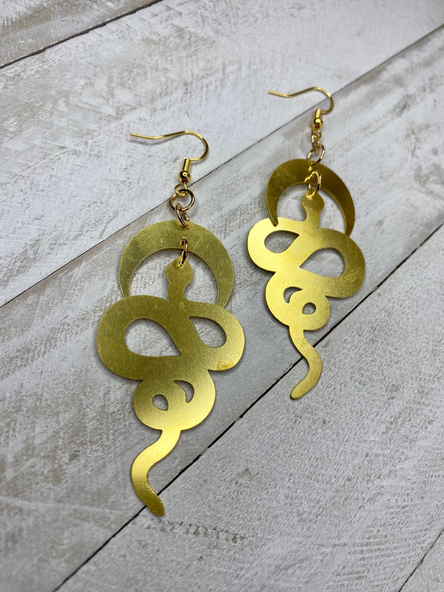 Gold Snake Goddess Earrings