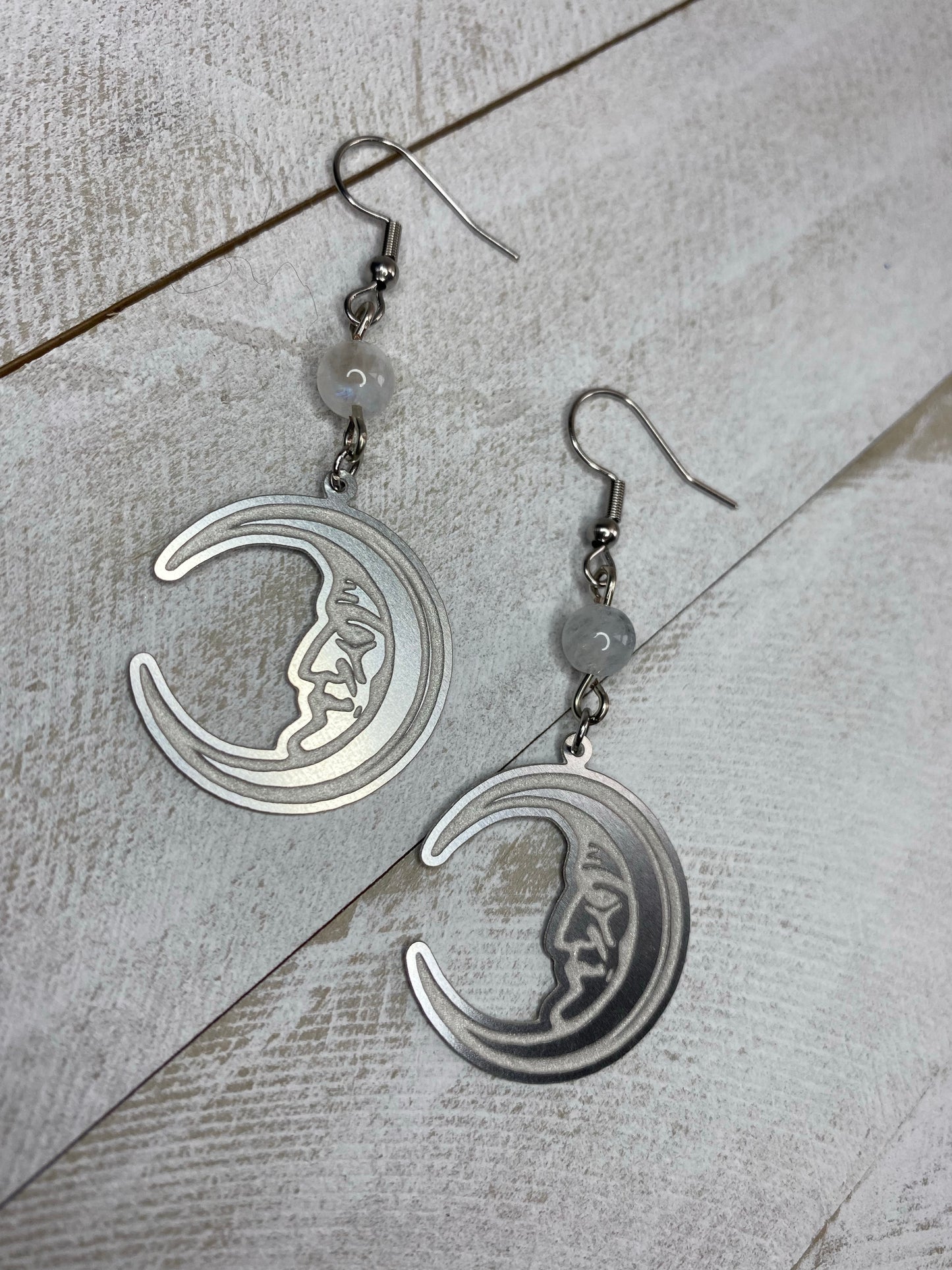 Crescent Moonstone Earrings