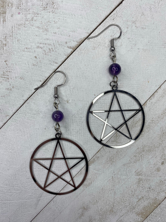 Amethyst Pentacle Earrings