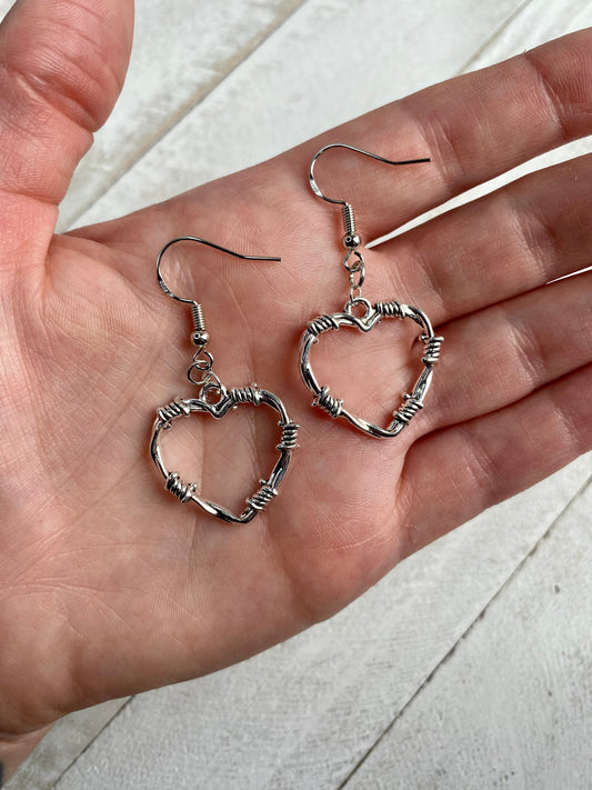 Barbed Wire Heart Earrings