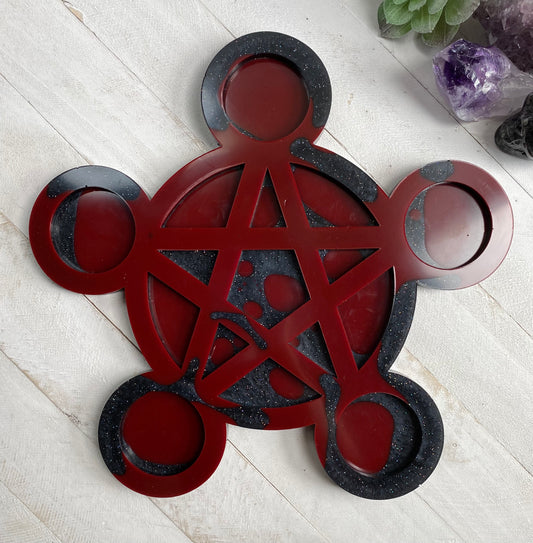 Pentacle Candle Holder - Splattered Stone