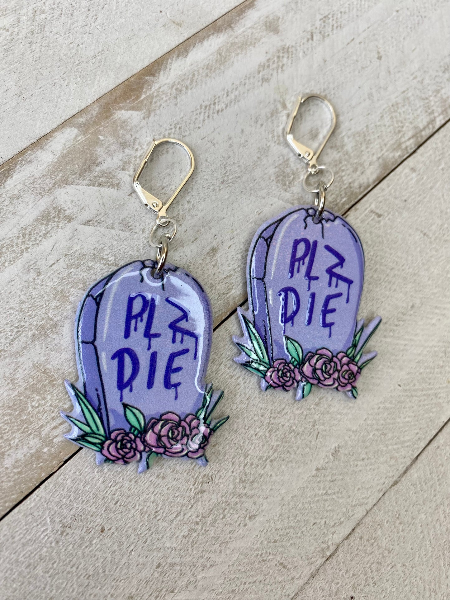 Plz Die Tombstone Earrings