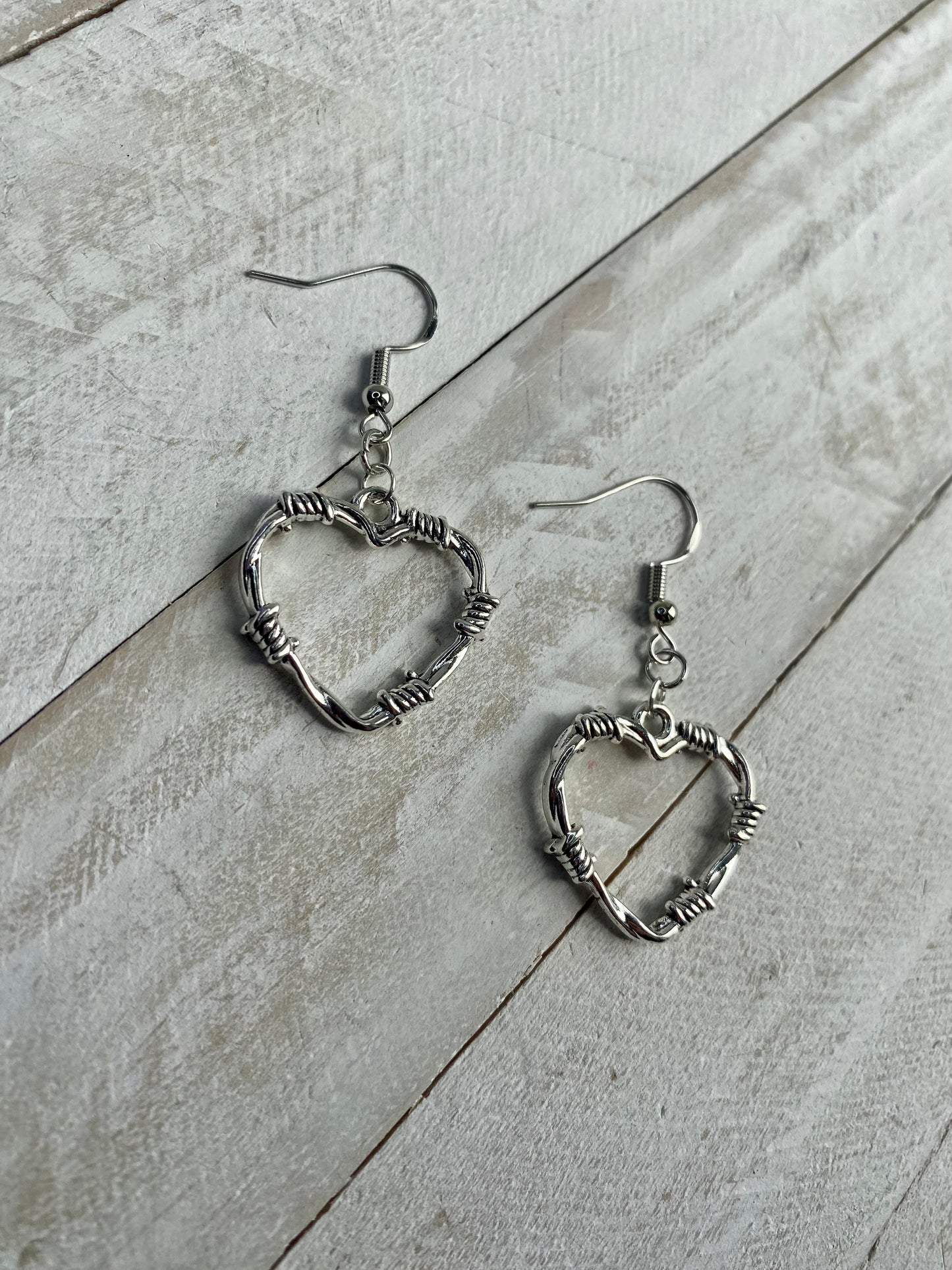 Barbed Wire Heart Earrings