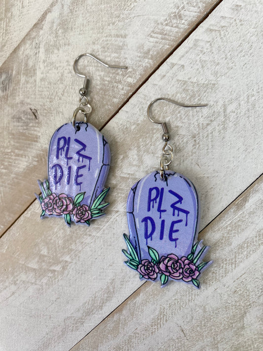 Plz Die Tombstone Earrings