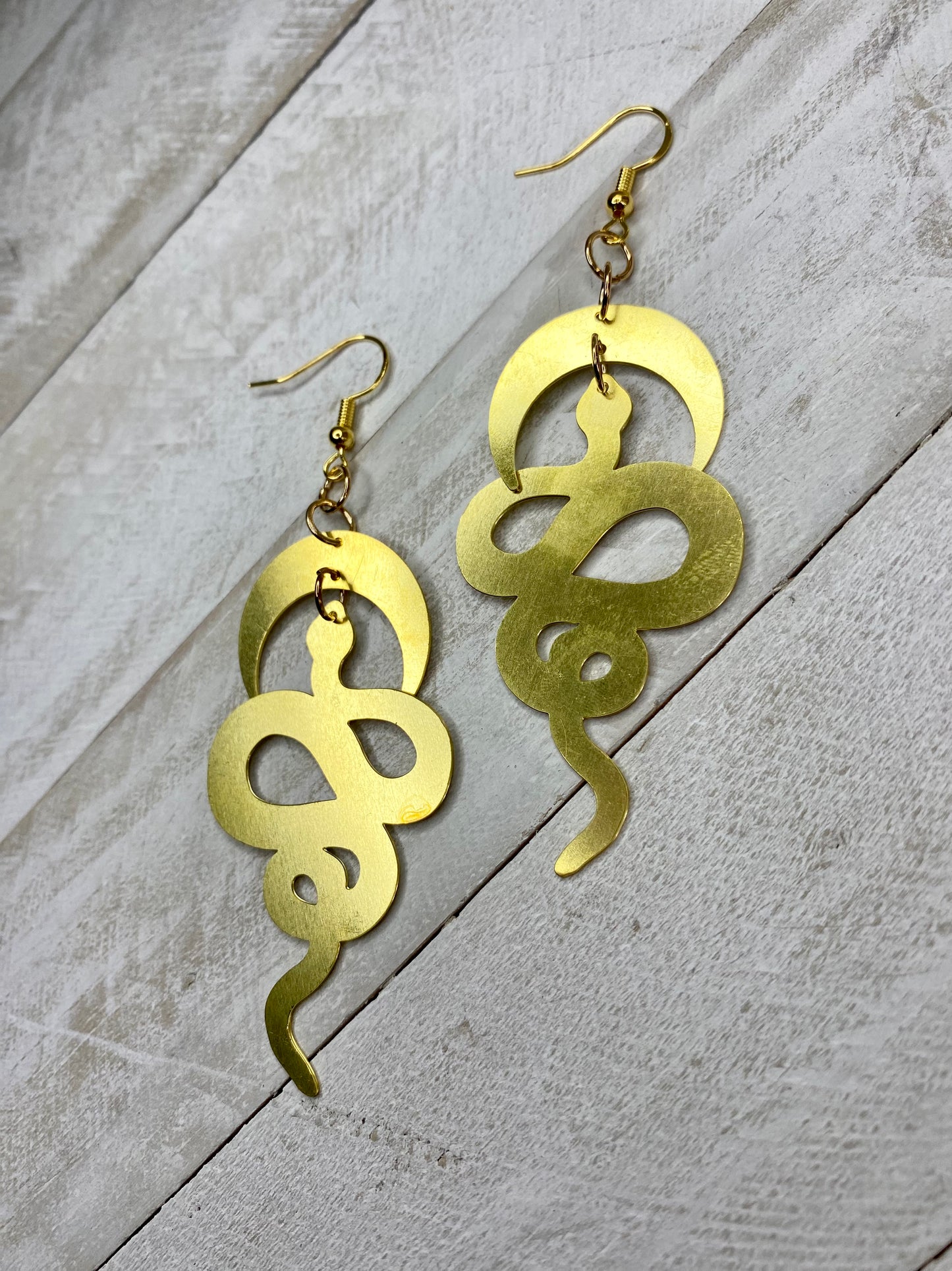 Gold Snake Goddess Earrings