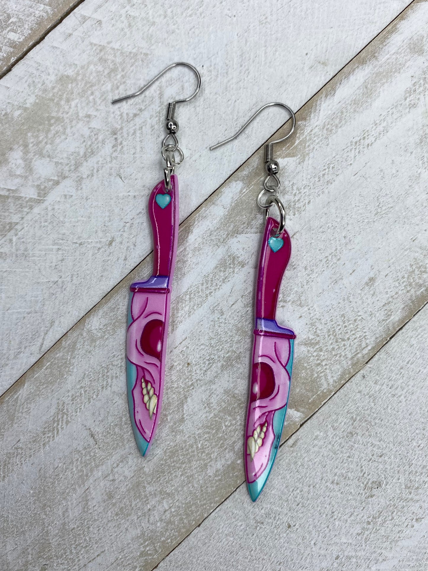 Pink Knife Earrings