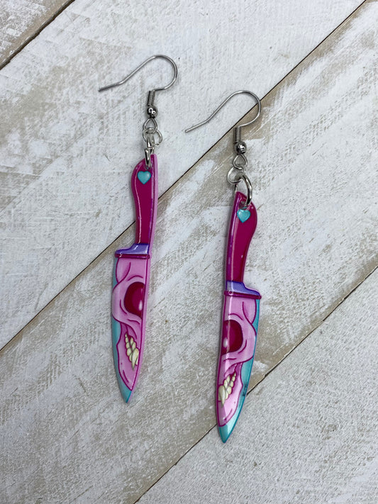 Pink Knife Earrings