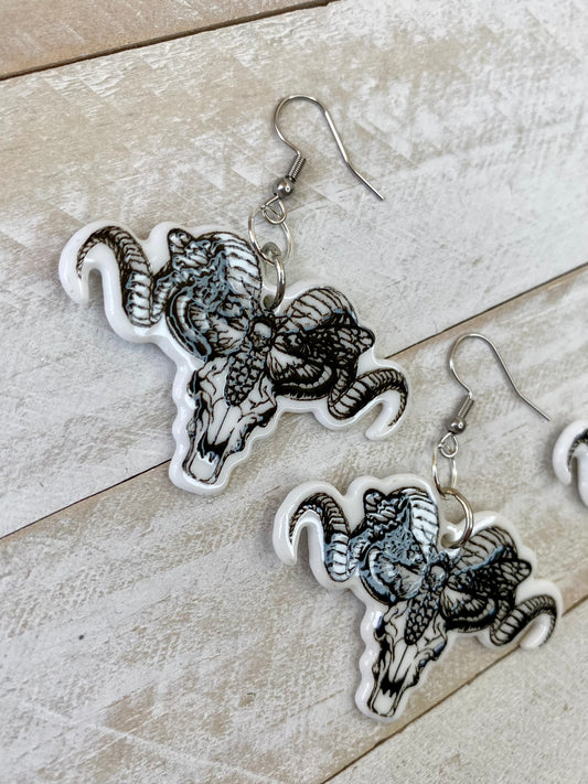 Ram Skull Earrings