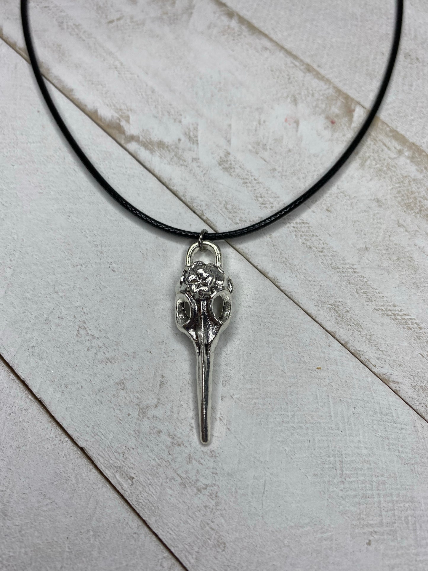 Metal Crow Skull Necklace