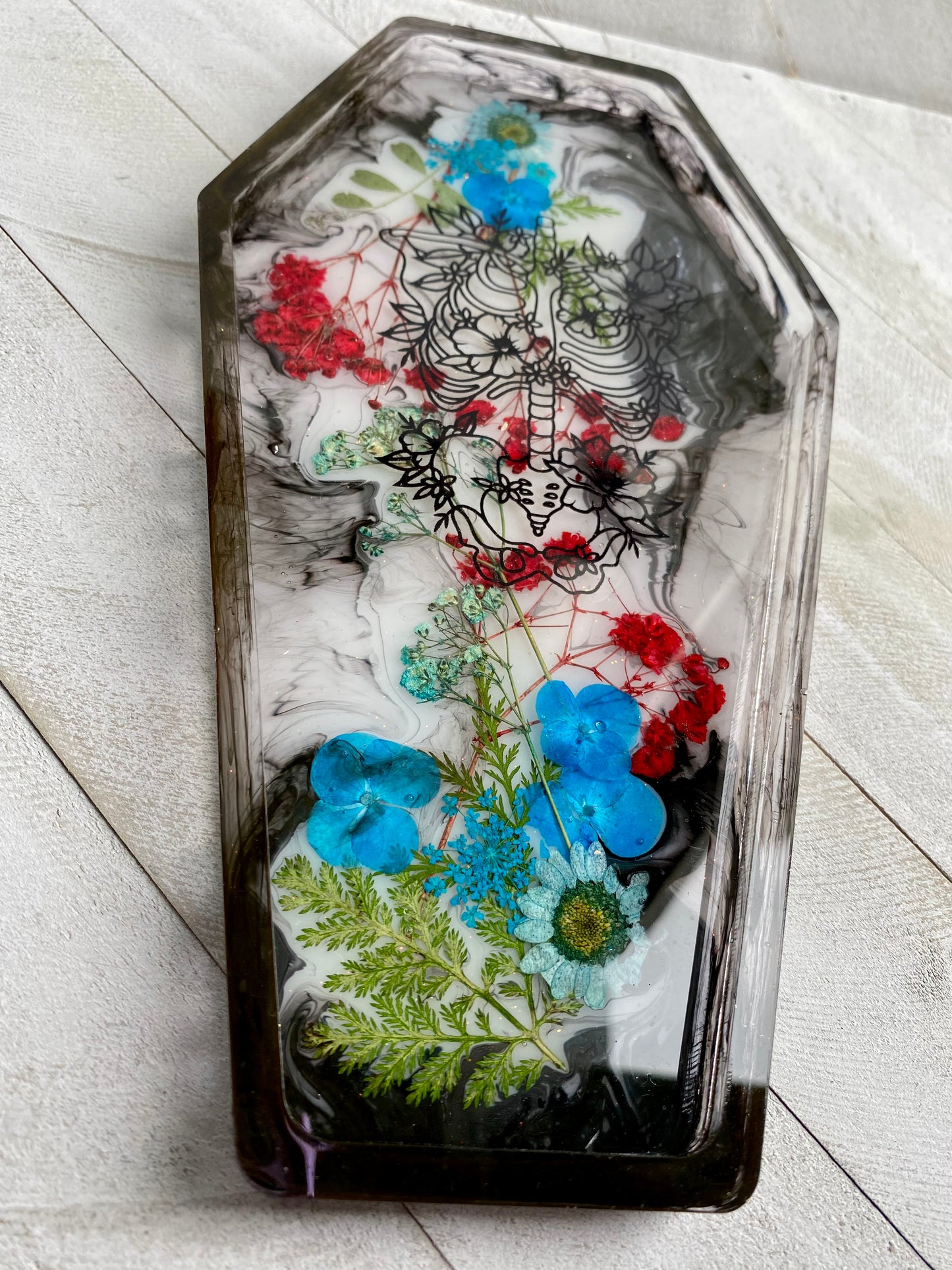 Floral Skeleton Medium Coffin Tray