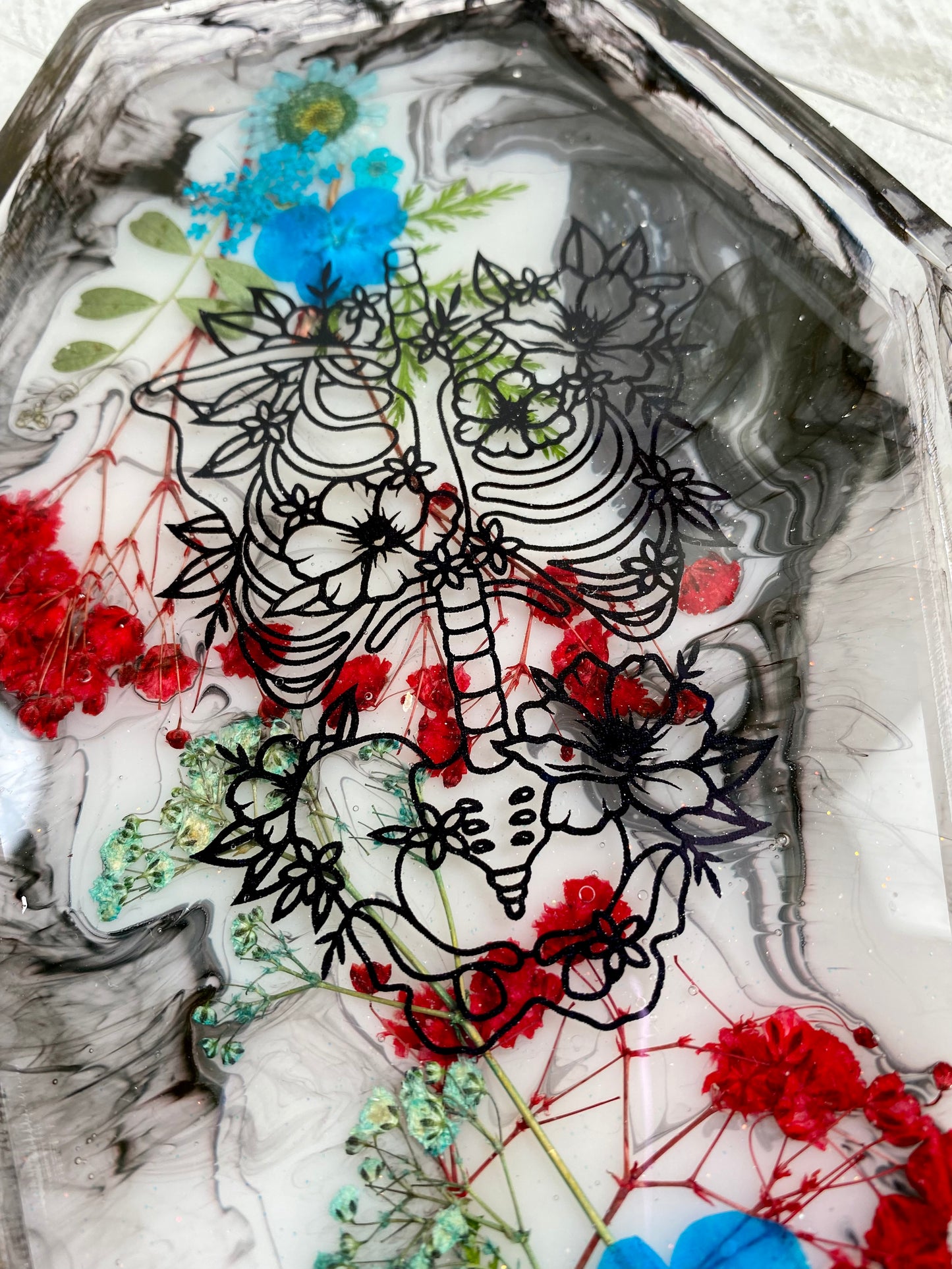 Floral Skeleton Medium Coffin Tray