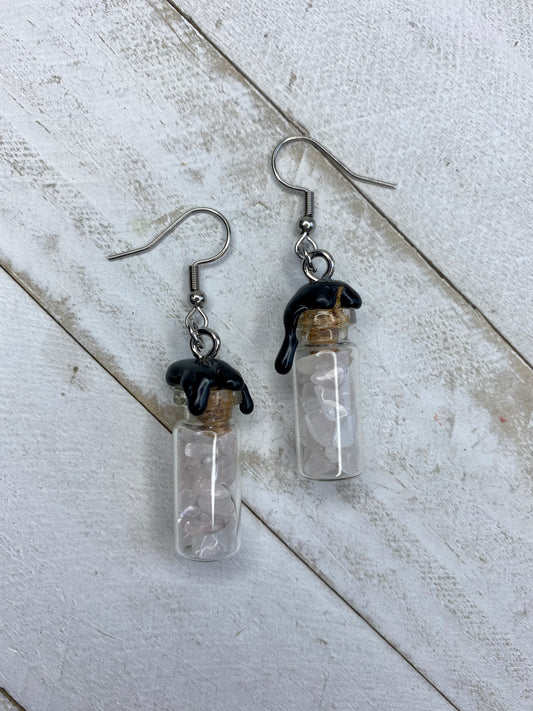 Rose Quartz Bottle Earrings