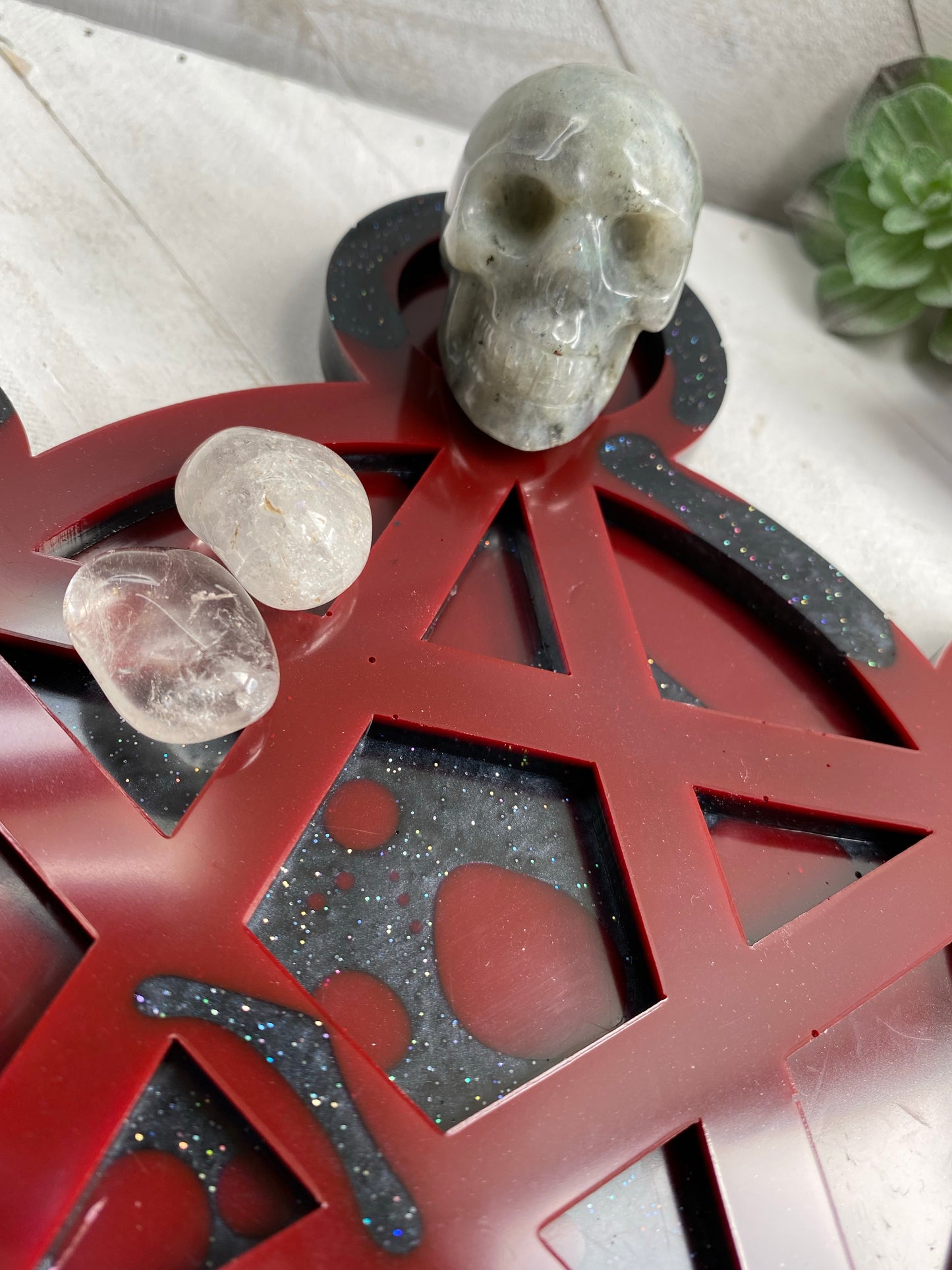 Pentacle Candle Holder - Splattered Stone