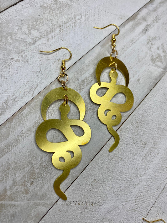 Gold Snake Goddess Earrings