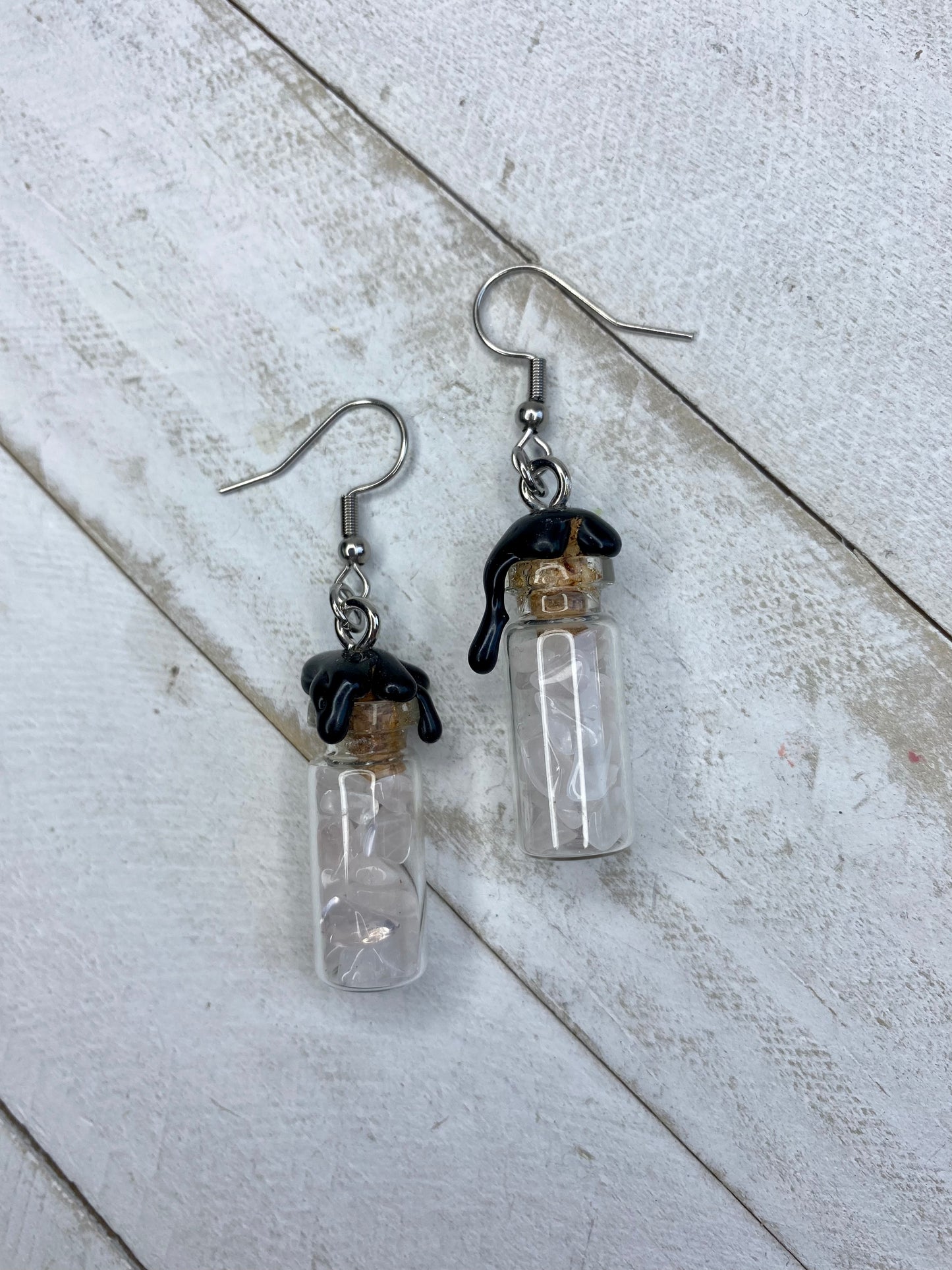 Rose Quartz Bottle Earrings