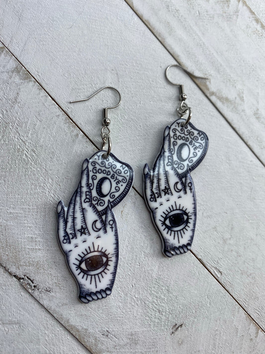 Witchy Hand Earrings - white