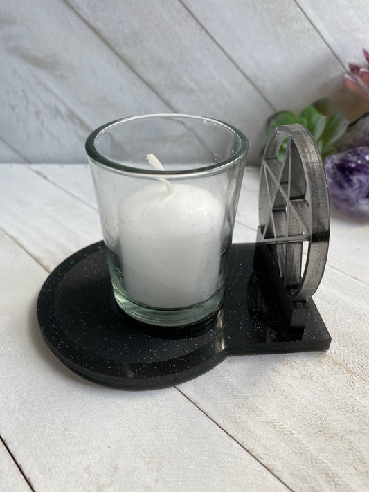 Pentacle Tealight Holder - Halo Black