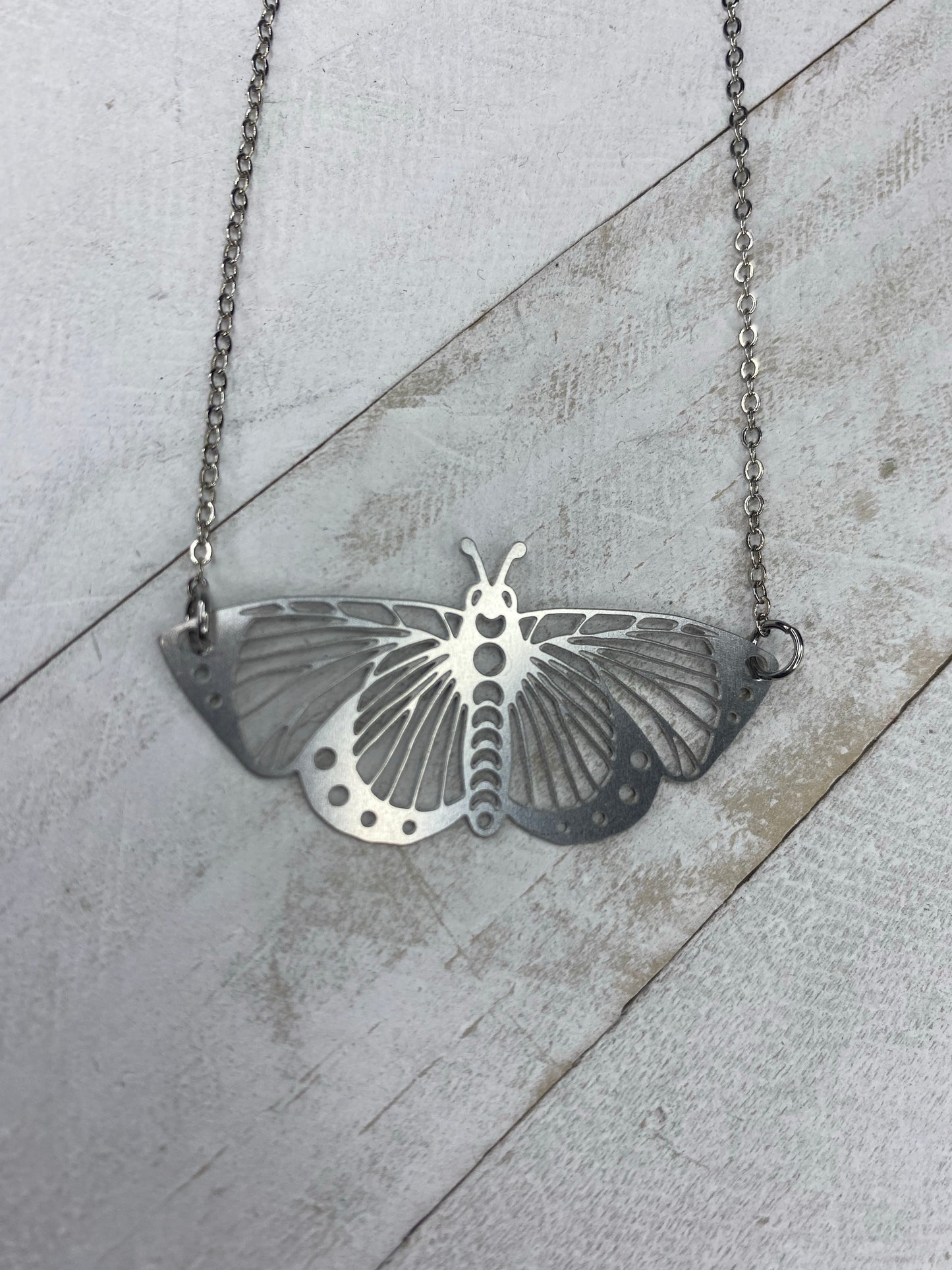 Moon Phase Moth Necklace