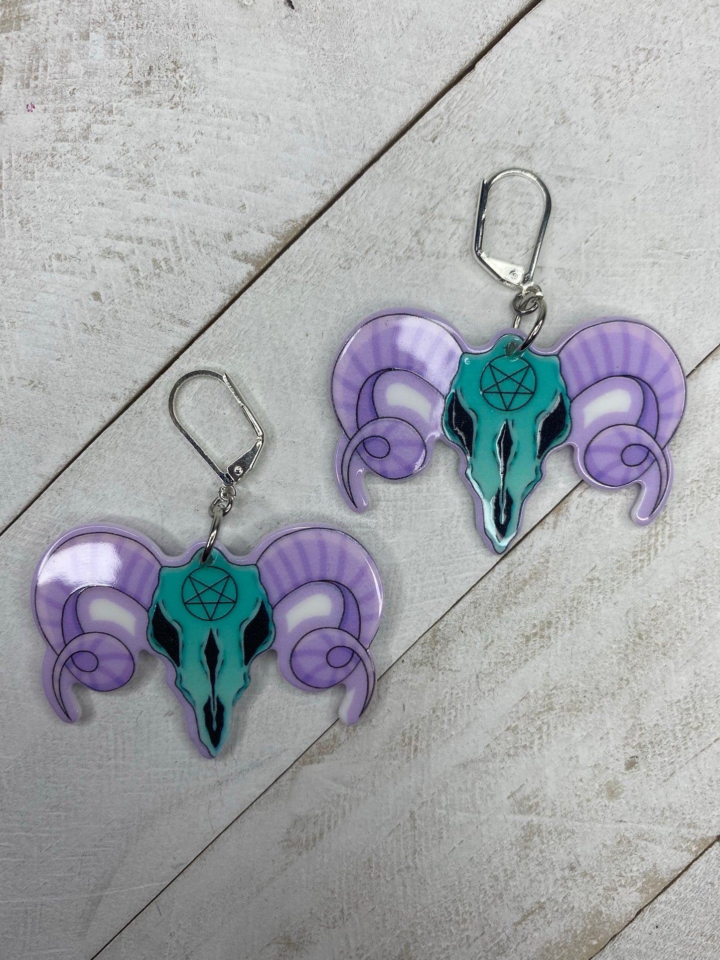 Pastel Ram Skull Earrings