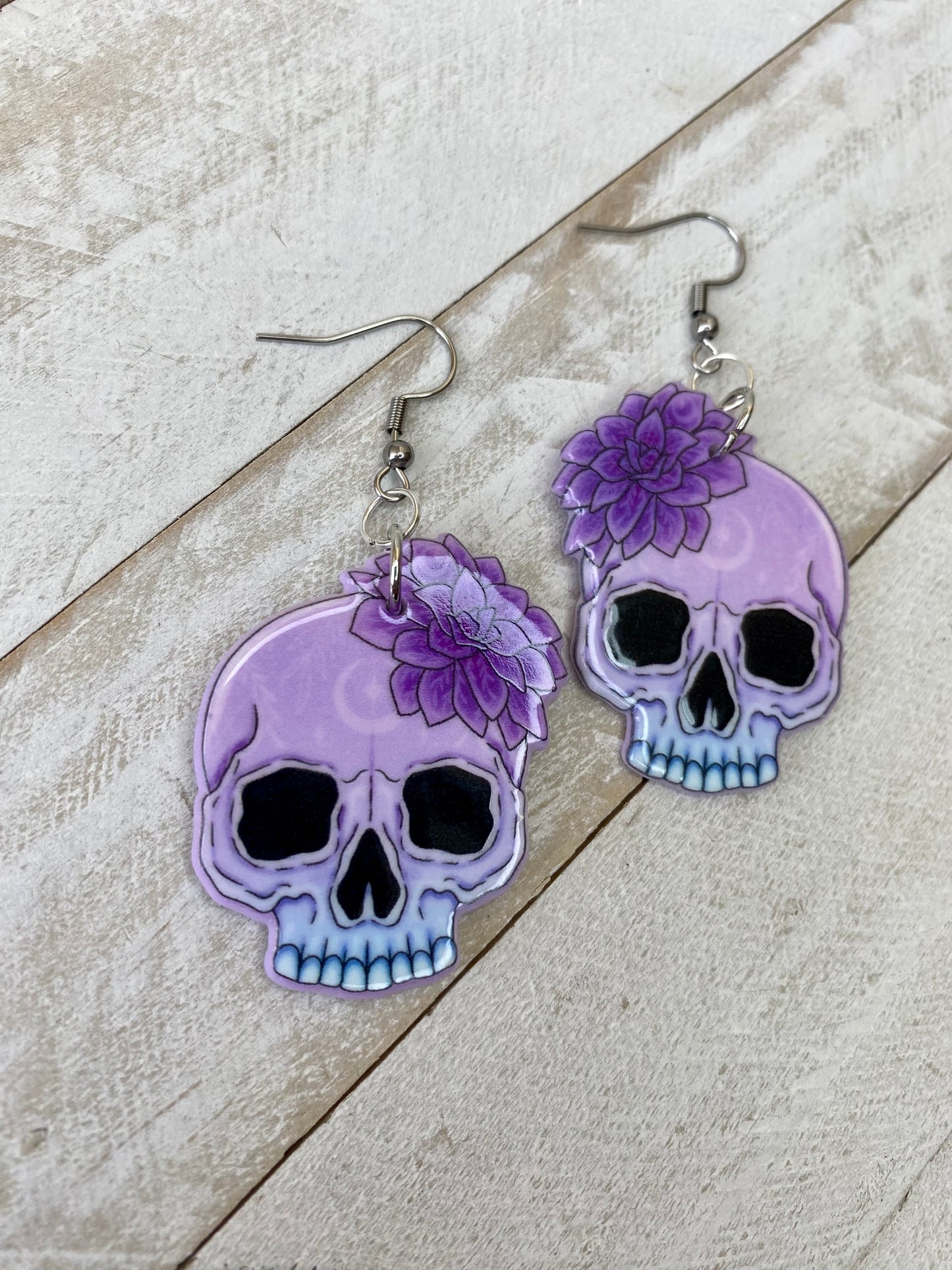 Succulent Skull Earrings