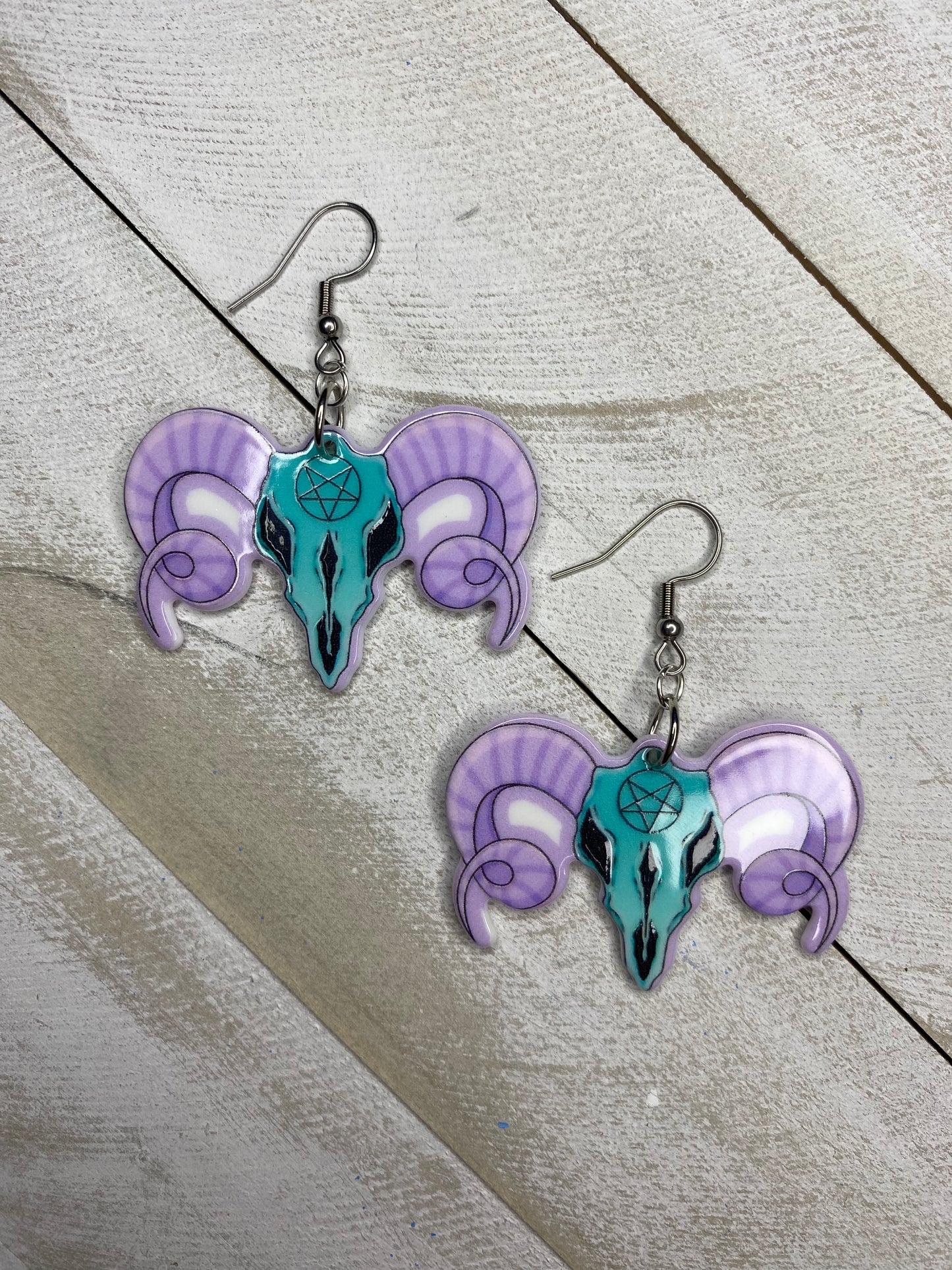 Pastel Ram Skull Earrings