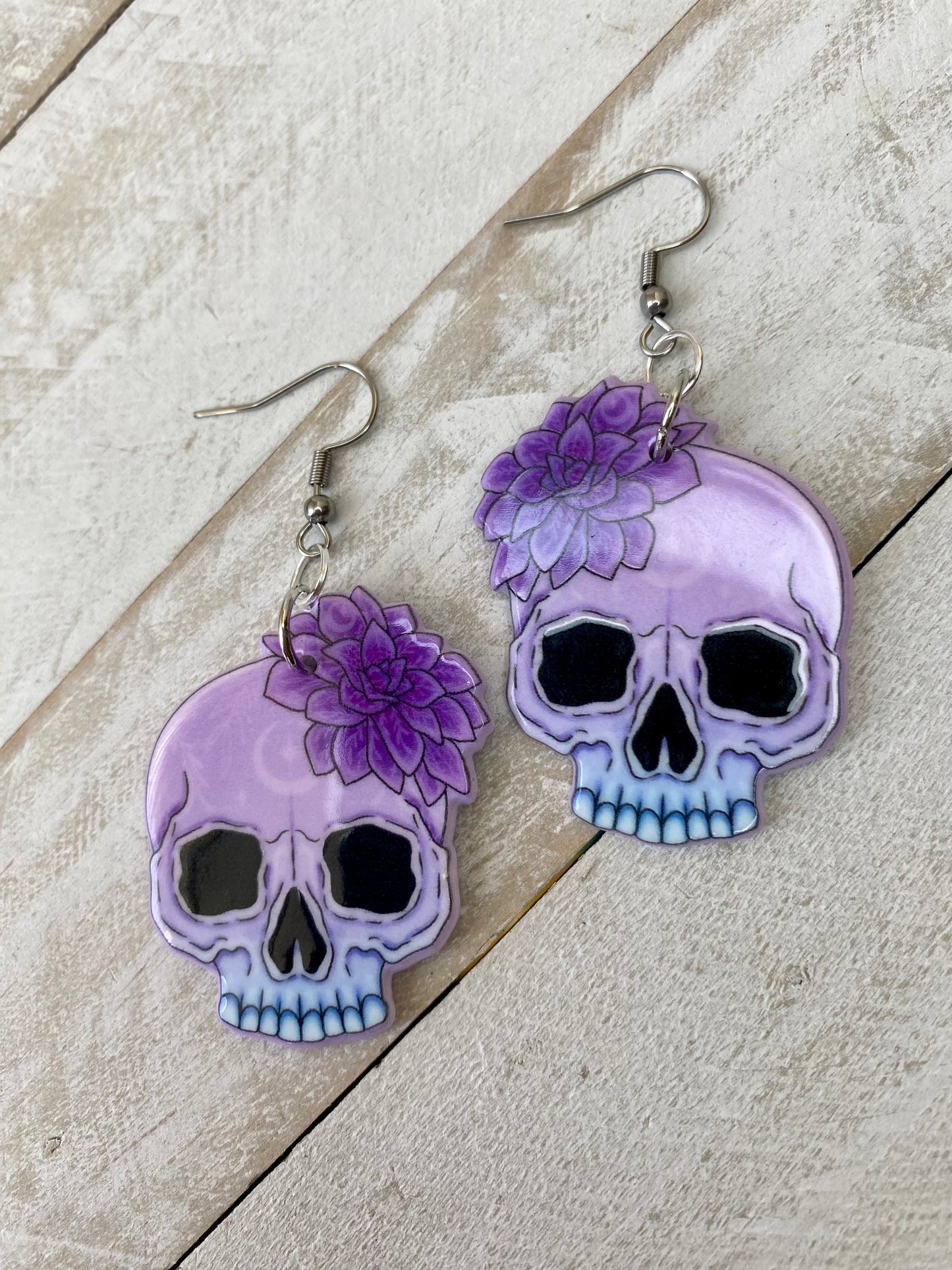 Succulent Skull Earrings