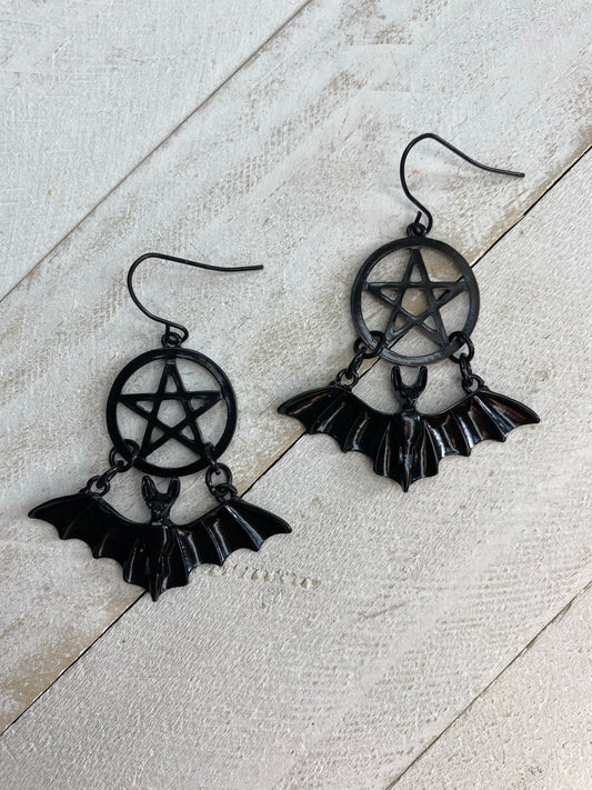 Black Bat Earrings