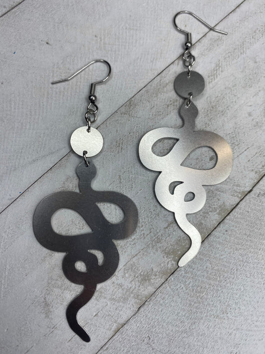 Silver Snake Earrings