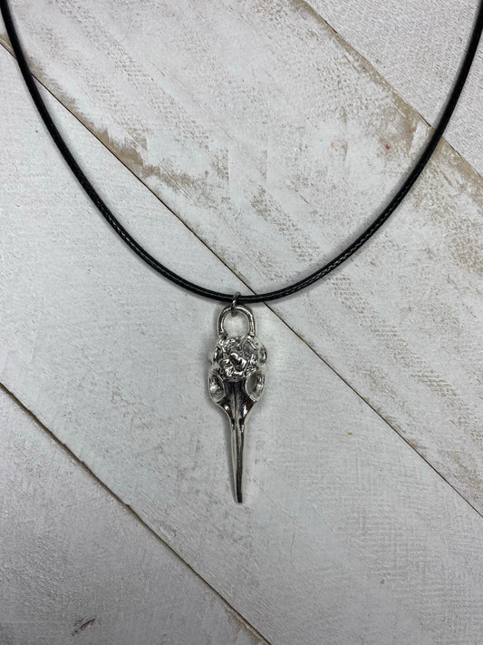 Metal Crow Skull Necklace